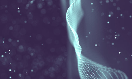 Data technology abstract futuristic illustration . Low poly shape with connecting dots and lines on...