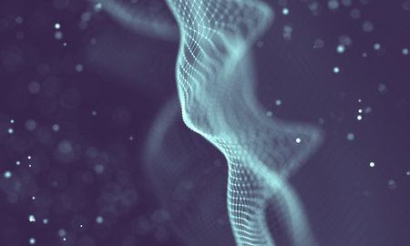 Abstract futuristic illustration of polygonal surface. Low poly shape with connecting dots and lines...