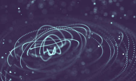 Data technology abstract futuristic illustration . Low poly shape with connecting dots and lines on dark background. 3D rendering . Big data visualization .の写真素材