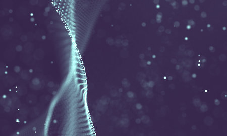 Data technology abstract futuristic illustration . Low poly shape with connecting dots and lines on dark background. 3D rendering . Big data visualization .の写真素材