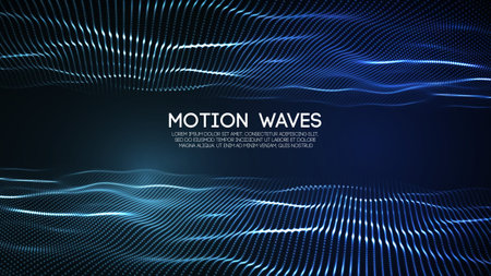 3D glowing abstract digital wave particles. Futuristic vector illustration. HUD element. Technology...