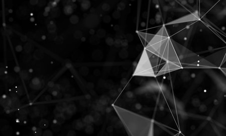 Data technology abstract futuristic illustration . Low poly shape with connecting dots and lines on...