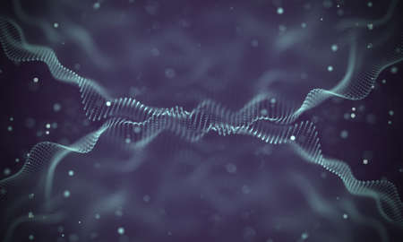 Data technology abstract futuristic illustration . Low poly shape with connecting dots and lines on dark background. 3D rendering . Big data visualization .の写真素材