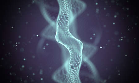 Data technology abstract futuristic illustration . Low poly shape with connecting dots and lines on dark background. 3D rendering . Big data visualization .の写真素材