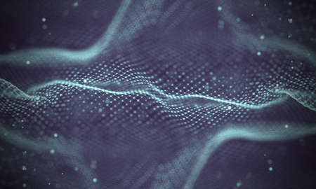 Data technology abstract futuristic illustration . Low poly shape with connecting dots and lines on dark background. 3D rendering . Big data visualization .の写真素材