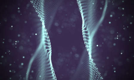 Data technology abstract futuristic illustration . Low poly shape with connecting dots and lines on dark background. 3D rendering . Big data visualization .の写真素材