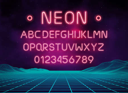 Light neon font letter setのイラスト素材