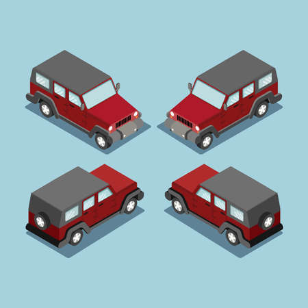 Off road car in front top viewのイラスト素材