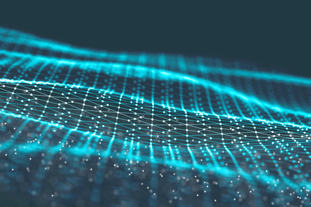 Background 3d grid.Cyber technology Ai tech wire network futuristic wireframe. Artificial...