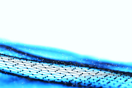 Big data visualization. Background 3d .Big data connection background. Cyber technology Ai tech wire...
