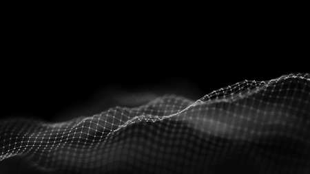 Music background. Big Data Particle Flow Visualisation. Science infographic futuristic illustration. Sound wave. Sound visualizationの写真素材