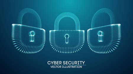 Coputer internet cyber security background. Cyber crime vector illustration. digital lockの写真素材