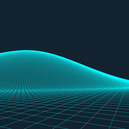 Abstract vector wireframe landscape background. Cyberspace grid. 3d technology wireframe vector...