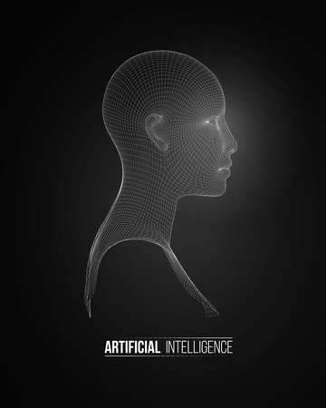 3d head wireframe vector. Drawing of wireframe head 3d model.のイラスト素材