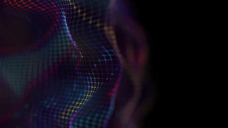 Data technology abstract futuristic illustration . Low poly shape with connecting dots and lines on dark background. 3D rendering . Big data visualization .の写真素材