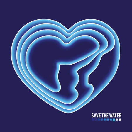 Save water concept. Blue water gradient in form of heart concept..のイラスト素材