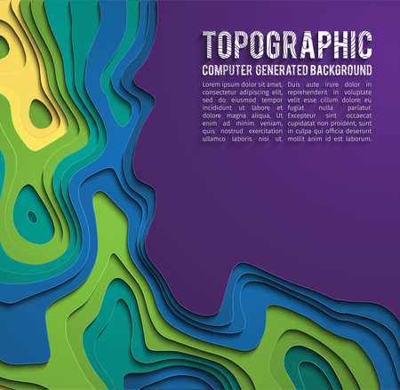 Colorful paper cutout. Paper cut banner concept. Paper carve blue gradient for card poster brochure flyer design in blue colors. 3d topographyのイラスト素材