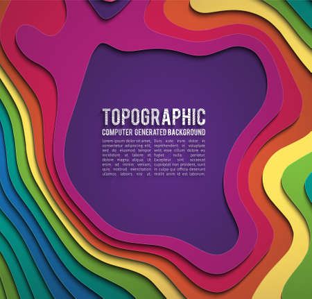 Colorful paper cutout. Paper cut banner concept. Paper carve blue gradient for card poster brochure flyer design in blue colors. 3d topographyのイラスト素材