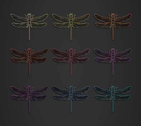 Dragonfly logo design vector illustration eps10. Designer creative logos.のイラスト素材