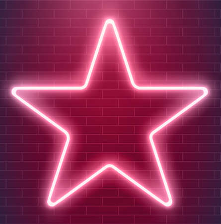 Bright disco design. Vector neon star. Glowing illuminated illustration.のイラスト素材