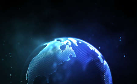 Blockchain technology background. Cryptocurrency fintech block chain network and programming concept. Abstract Segwit.の写真素材