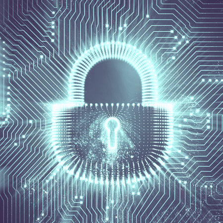 Coputer internet cyber security background. Cyber crime illustration. digital lock