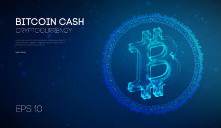 Isolated cryptocurrency bank secquirty crypto background. Space bitcoin cash concept. Blockchain connection line and dot.のイラスト素材
