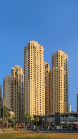 Dubai, UAE December 25/2018 Dubai hotels at summer day.