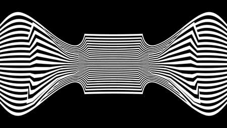 Line waves illusion optical. Black and white seamless horisontal pattern lines vector.のイラスト素材