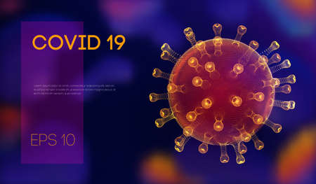 Covid-19 3D rendering of virus. Vector illustration of coronavirus outbreak, Influenza background of viral epidemic disease 2019-ncov.のイラスト素材