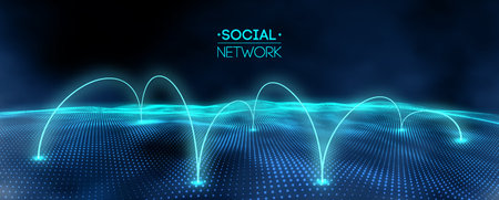 Network concept blue vector illustration. Futuristic hexagon vector illustration. Futuristic hexagon...
