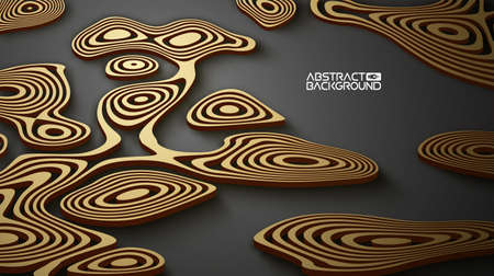 3d luxury background. Abstract gold on black modern concept. Paper cut vector wallpaper. Realistic illustration business template.のイラスト素材