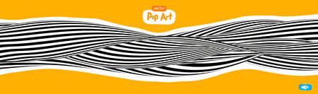 Abstract op art vector illustration, yellow orange background. Pop art checker background with optical illusion wave 3d illustration.のイラスト素材
