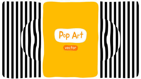 Abstract op art vector illustration, yellow orange background, pop art illustration design with optical illusion geometric line.のイラスト素材