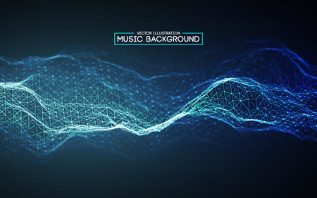 Blue background design. Colourful music background design. Abstract sound wave music equalizer.