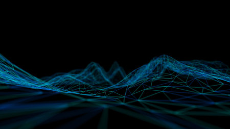 Blue technology background. Blockchain technology 3d render.