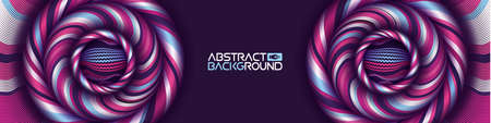 Abstract art backdrop. Colorful curly circle. Futuristic waves wallpaper with folds. Purple background simple.のイラスト素材