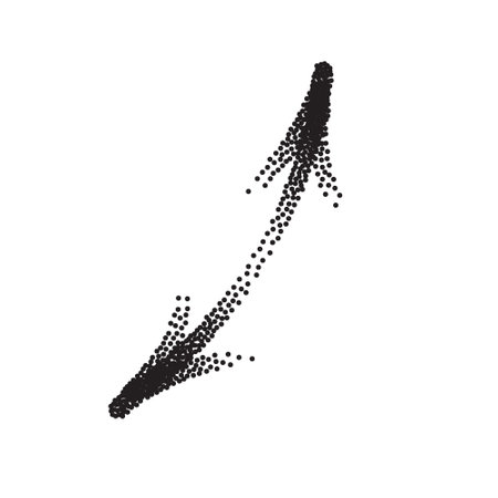 Hand drawn stipple arrow vector in sketch style isolated on white background. Arrows pencil vector illustration.のイラスト素材