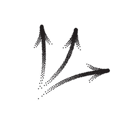 Hand drawn stipple arrow vector in sketch style isolated on white background. Arrows pencil vector illustration.のイラスト素材