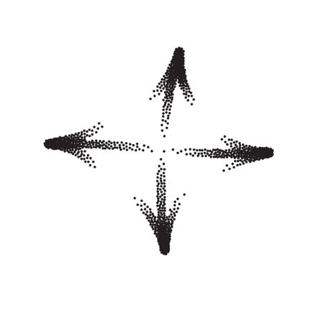 Hand drawn stipple arrow vector in sketch style isolated on white background. Arrows pencil vector illustration.のイラスト素材