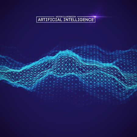 Artificial intelligence communication network. Digital science technology concept. Business network vector illustration.のイラスト素材