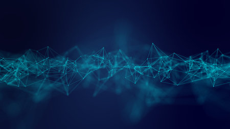 Abstract geometric blue connections background. Artificial intelligence tech medical concept....