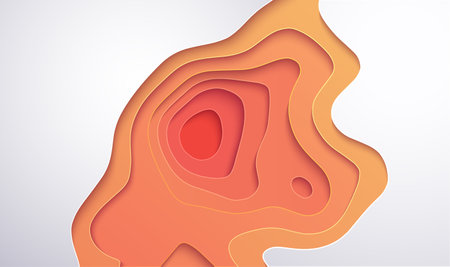 Yellow paper cut orange minimal geometric background. Vector 3d modern abstract art. Minimal yellow background.のイラスト素材