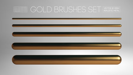 Gold brush mesh isolated on greyのイラスト素材