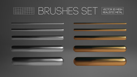 Gold and silver brush mesh isolated on greyのイラスト素材