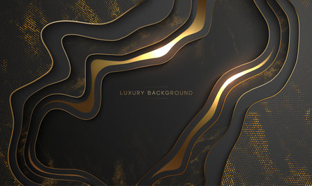 Luxury gold background. Elegant black with gold vector illustration dark. 3d business presentation...