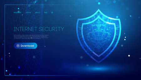 Internet security for computer, vpn safety cyber shield concept. Data security illustration...