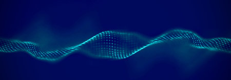 Blue technology background wave. Blue geometric background. Digital technology music background....