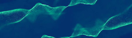 Futuristic wave blue geometric background. Abstract background sound wave. Computer network wave...