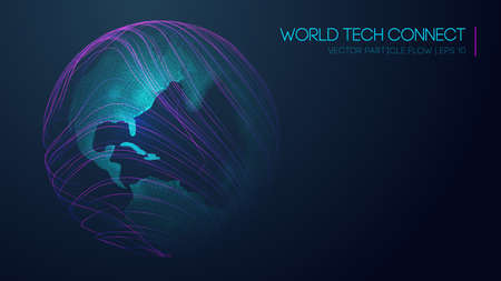 Computer world connectivity structure analysis. Internet network and science, technology background vector. World tech connect earth globe.のイラスト素材